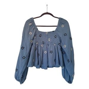 Altar'd State Blue Floral Blouse